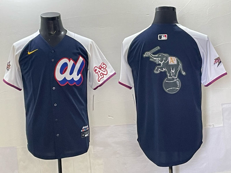 Men 2025 Oakland Athletics blank Blue All star Nike MLB Jersey 005